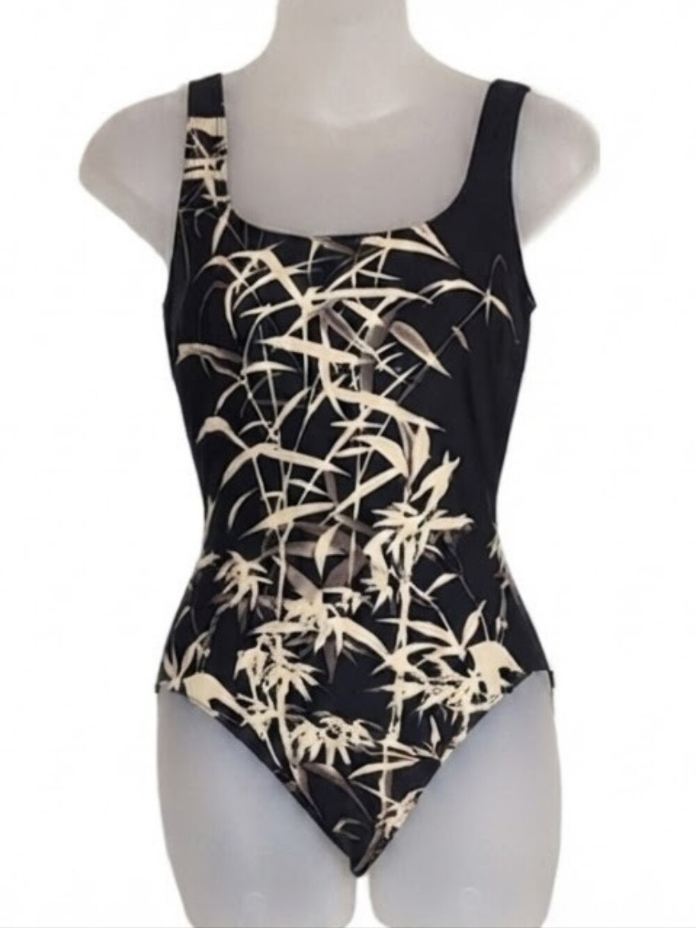 Sessa Leaf Print One Piece Swimsuit Ballet Back Full Coverage Tummy Control